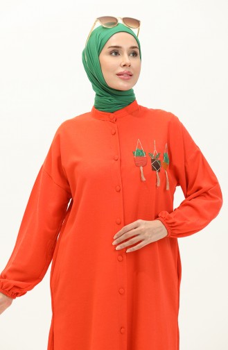 Embroidered Linen Long Tunic 24Y9043-07 Brick Red 24Y9043-07
