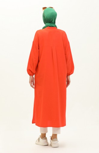 Embroidered Linen Long Tunic 24Y9043-07 Brick Red 24Y9043-07