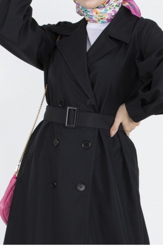 Svt2404 Balloon Sleeve Trench Coat-Black 1310