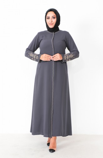 Groot Formaat Geborduurde Abaya Met Ritssluiting 2003-06 Gerookt 2003-06