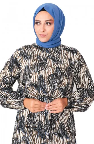 Plus Size Patterned Viscose Dress 1838-01 Mink 1838-01