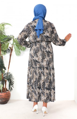 Plus Size Patterned Viscose Dress 1838-01 Mink 1838-01