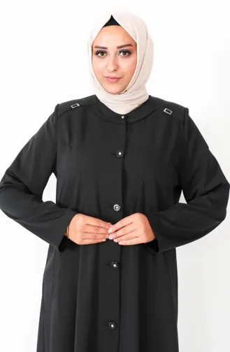 Plus Size Buttoned Topcoat 1396-01 Black 1396-01