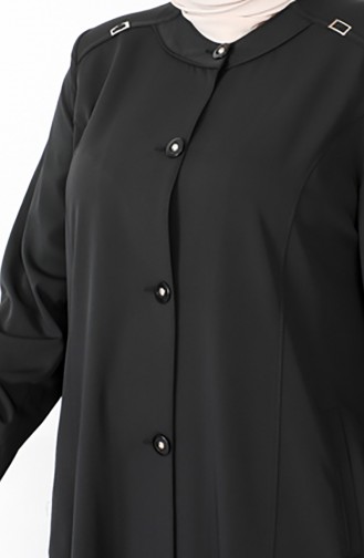 Plus Size Buttoned Topcoat 1396-01 Black 1396-01