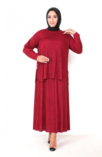 Ensemble Tunique Jupe Grande Taille 2606-03 Bordeaux 2606-03