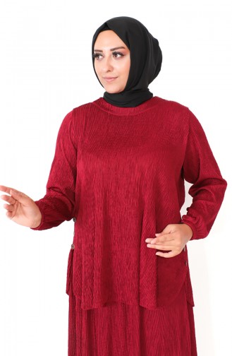 Ensemble Tunique Jupe Grande Taille 2606-03 Bordeaux 2606-03