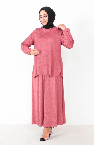 Ensemble Tunique Jupe Grande Taille 2606-05 Rose 2606-05