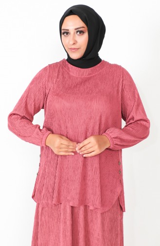 Groot Formaat Geplooide Tuniekrok Dubbel Pak 2606-05 Roze 2606-05