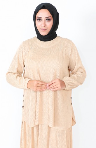 Ensemble Tunique Jupe Grande Taille 2606-06 Beige Clair 2606-06