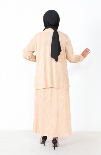 Ensemble Tunique Jupe Grande Taille 2606-06 Beige Clair 2606-06