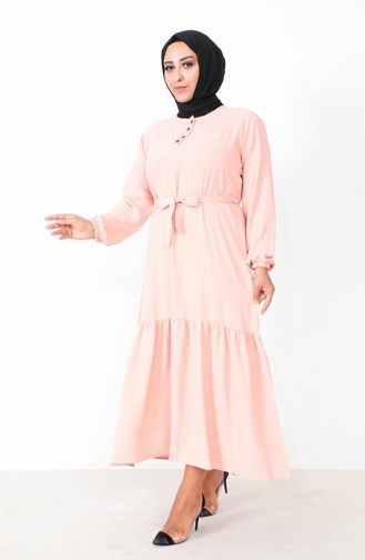 Robe Froncee Avec Jupe Grande Taille 1601-01 Poudre 1601-01