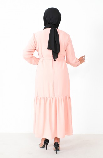 Plus Size Shirred Skirt Dress 1601-01 Powder 1601-01