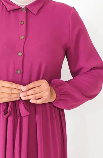 Robe Froncee Boutonnée Grande Taille 1701-04 Fuchsia 1701-04