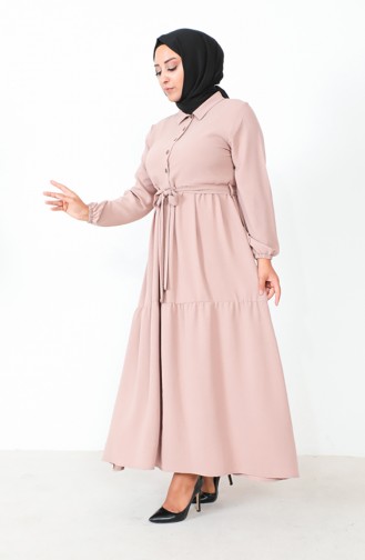 Robe Froncee Boutonnée Grande Taille 1701-06 Vison 1701-06