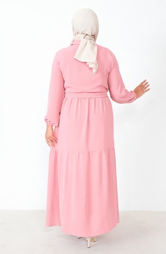 Plus Size Buttoned Shirred Dress 1701-08 Dried Rose 1701-08