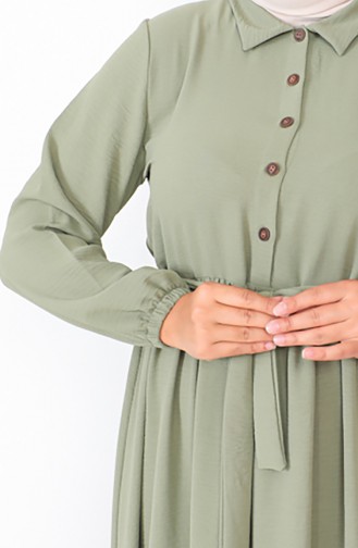 Robe Froncee Boutonnée Grande Taille 1701-10 Khaki 1701-10