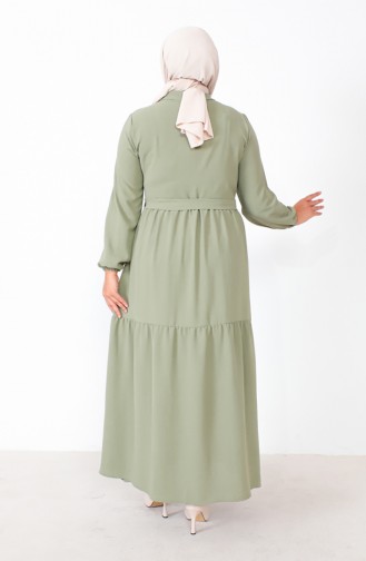 Robe Froncee Boutonnée Grande Taille 1701-10 Khaki 1701-10