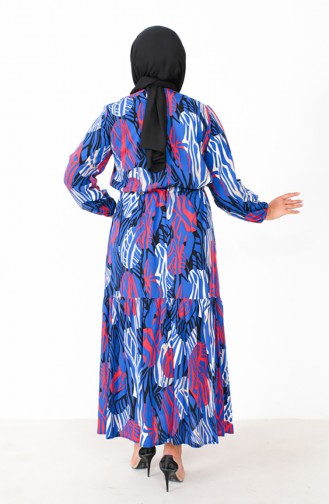 فستان فيسكوز منقوش مقاس كبير 1804-02 أزرق ملكي 1804-02