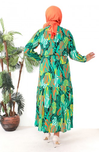 فستان فيسكوز منقوش مقاس كبير 1804-04 أخضر 1804-04