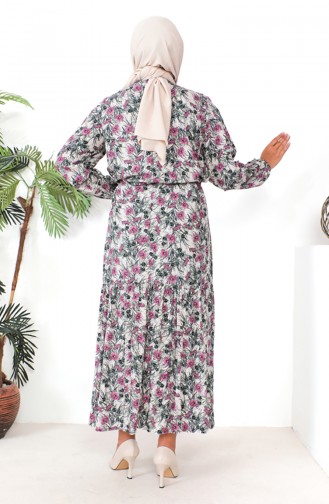 Robe Viscose à Motifs Grande Taille 1809-04 Rose Poudré 1809-04