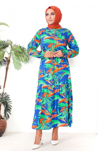 Plus Size Patterned Viscose Dress 1813-03 Saxe 1813-03