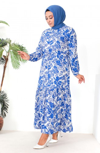 Plus Size Patterned Viscose Dress 1819-04 Saxe 1819-04