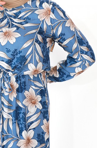 فستان فيسكوز منقوش مقاس كبير 1831-01 انديجو 1831-01