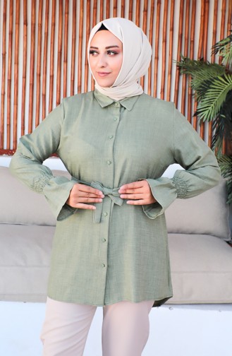 Plus Size Belted Tunic 2033-01 Khaki 2033-01