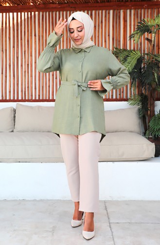 Plus Size Belted Tunic 2033-01 Khaki 2033-01
