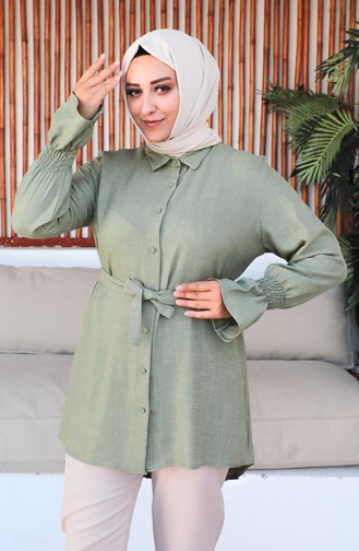 Plus Size Belted Tunic 2033-01 Khaki 2033-01