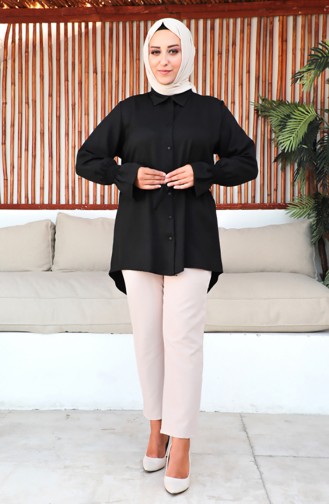 Plus Size Belted Tunic 2033-04 Black 2033-04