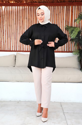 Plus Size Belted Tunic 2033-04 Black 2033-04