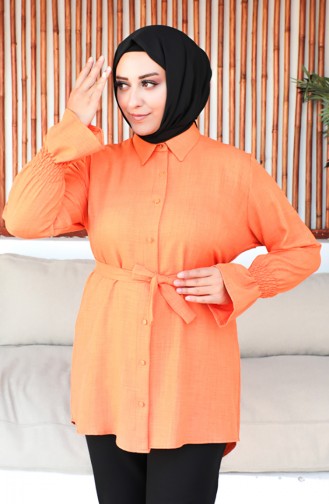 Plus Size Belted Tunic 2033-05 Orange 2033-05