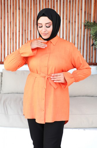 Plus Size Belted Tunic 2033-05 Orange 2033-05