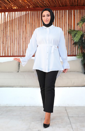 Plus Size Belted Tunic 2033-06 white 2033-06