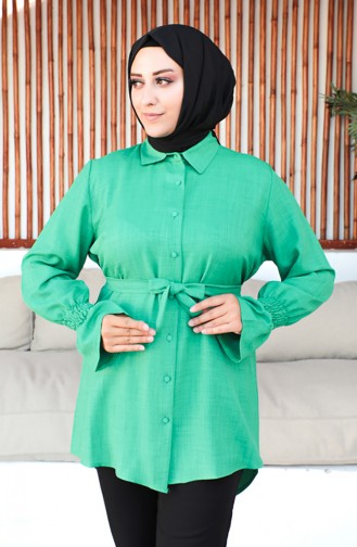 Plus Size Belted Tunic 2033-07 Emerald Green 2033-07