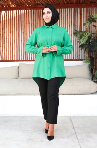 Plus Size Belted Tunic 2033-07 Emerald Green 2033-07