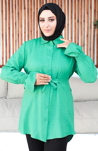 Plus Size Belted Tunic 2033-07 Emerald Green 2033-07