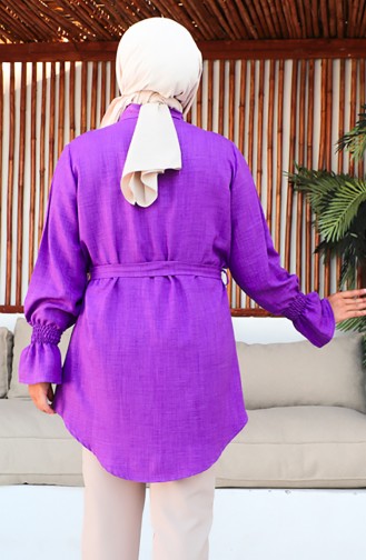 Plus Size Belted Tunic 2033-09 Purple 2033-09