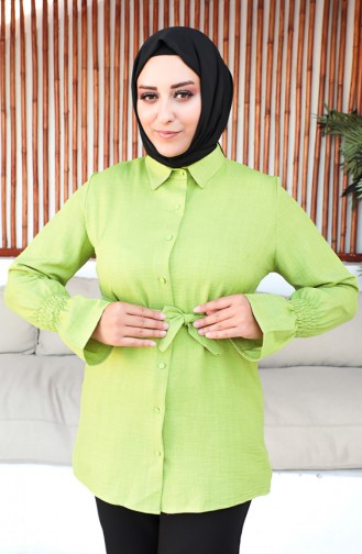 Plus Size Belted Tunic 2033-11 Pistachio Green 2033-11