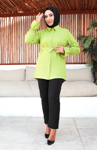 Plus Size Belted Tunic 2033-11 Pistachio Green 2033-11