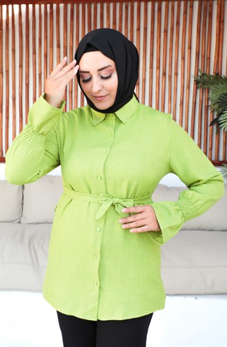 Plus Size Belted Tunic 2033-11 Pistachio Green 2033-11