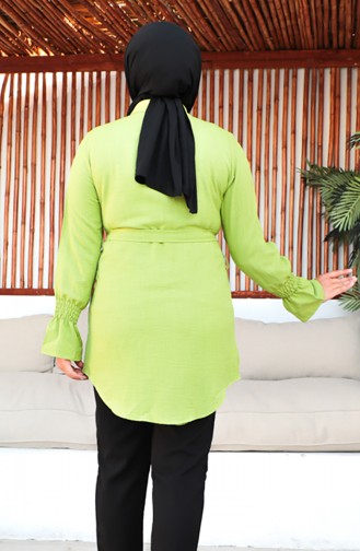 Plus Size Belted Tunic 2033-11 Pistachio Green 2033-11