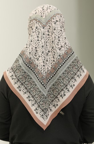 Karaca Patterned Chiffon Scarf 81019-02 Milky Coffee Green 81019-02