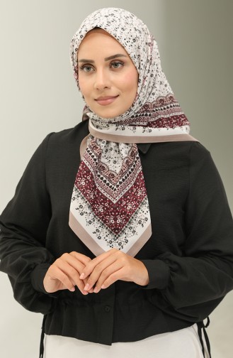 Karaca-patroon Chiffon Sjaal 81019-04 Mink Fuchsia 81019-04