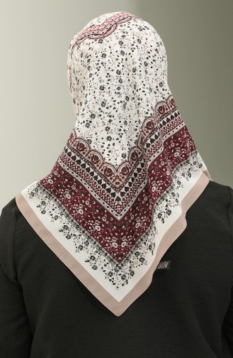 Karaca-patroon Chiffon Sjaal 81019-04 Mink Fuchsia 81019-04