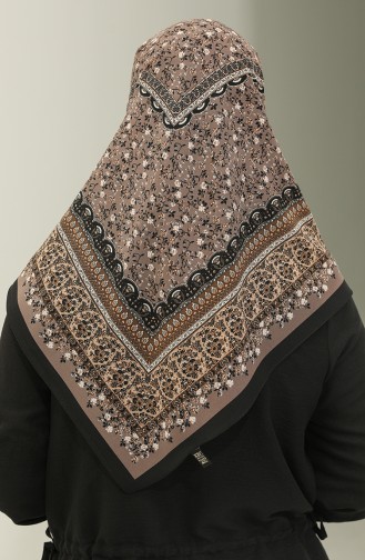 Karaca-patroon Chiffon Sjaal 81019-05 Zwartbruin 81019-05