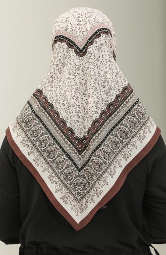 Karaca Patterned Chiffon Scarf 81019-06 Bitter Brown Cream 81019-06