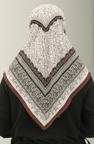 إيشارب شيفون منقوش كاراجا 81019-06 كريمي بني غامق 81019-06