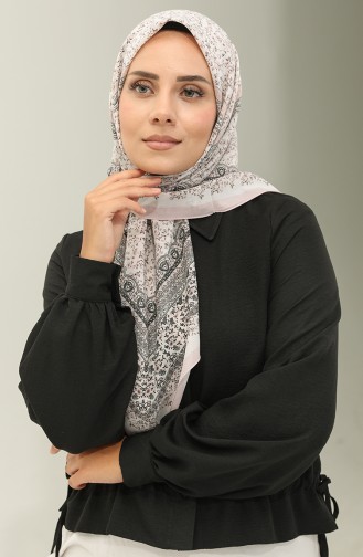 Karaca-patroon Chiffon Sjaal 81019-07 Poedercrème 81019-07